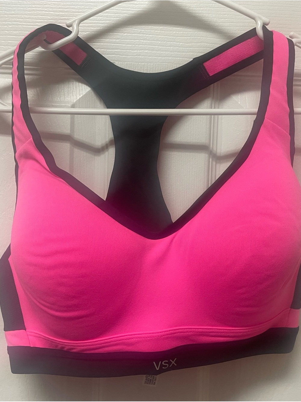 Victoria's Secret VSX Neon Pink and Black Racerback Sports Bra